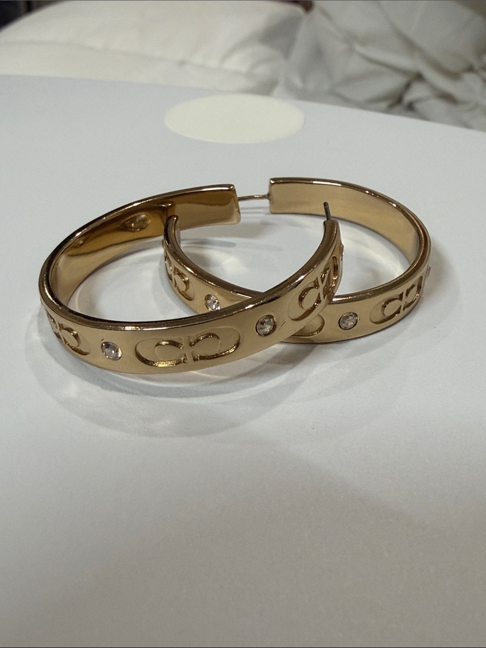 Coach Tabby Hoop Earrings in Gold-tone with Crystal Accents